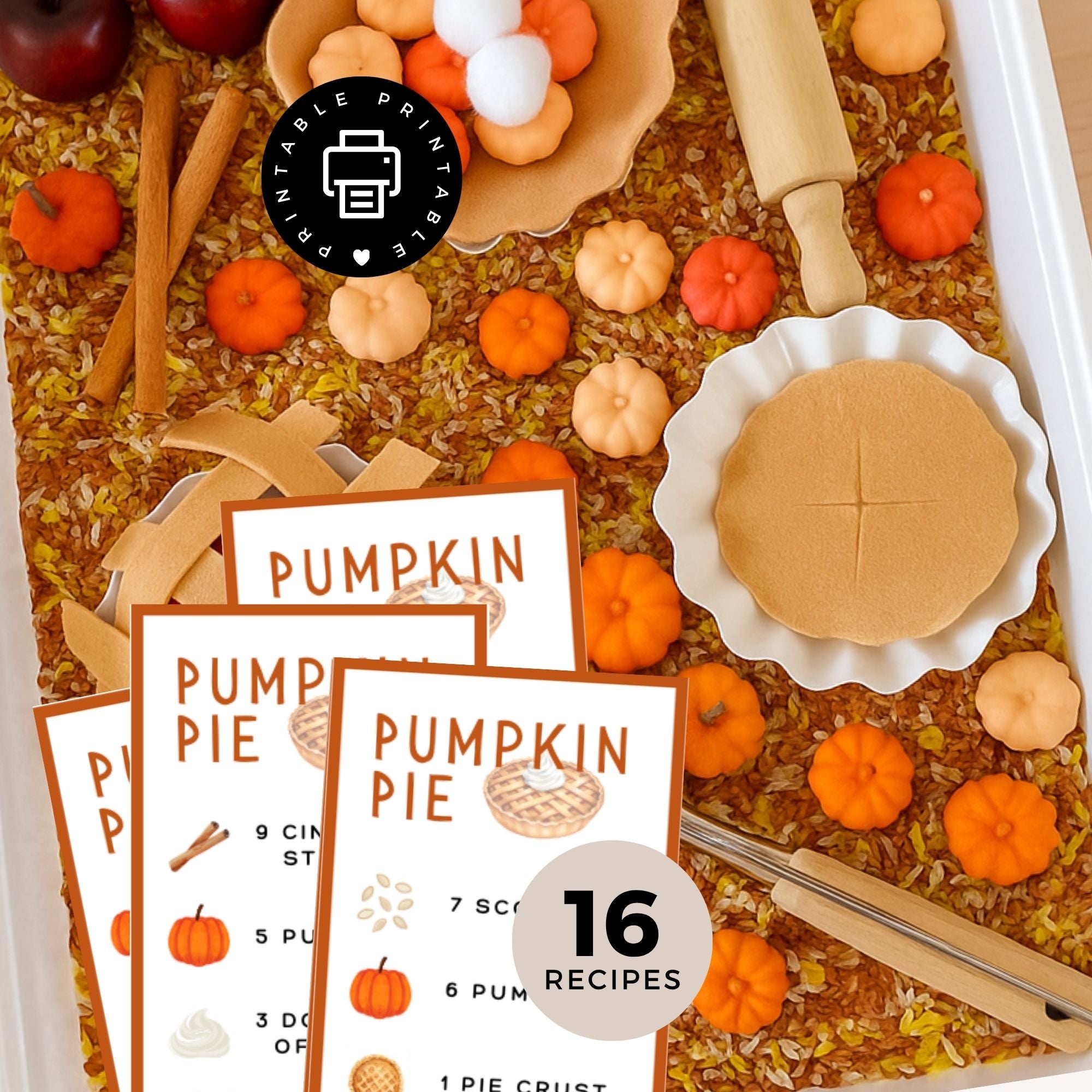 Pumpkin Pie Recipe Cards: Autumn Counting Activity