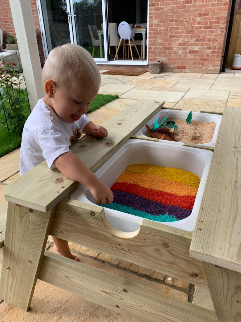 Double Sensory Picnic Bench - Outdoor