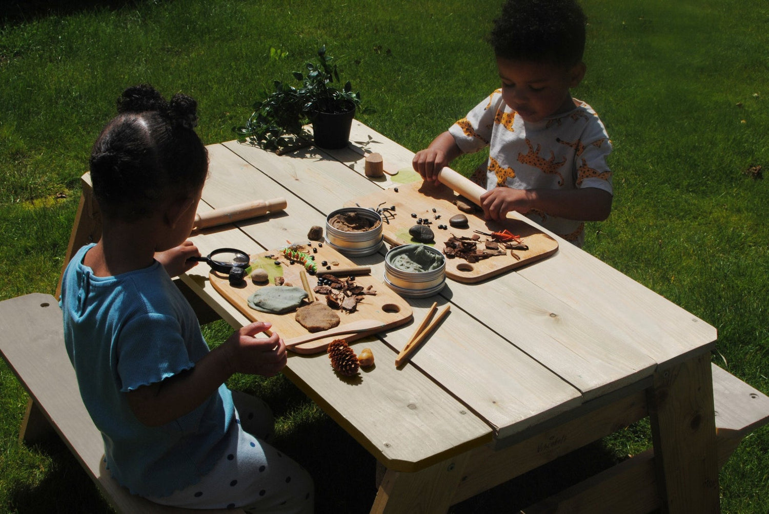 Double Sensory Picnic Bench - Outdoor